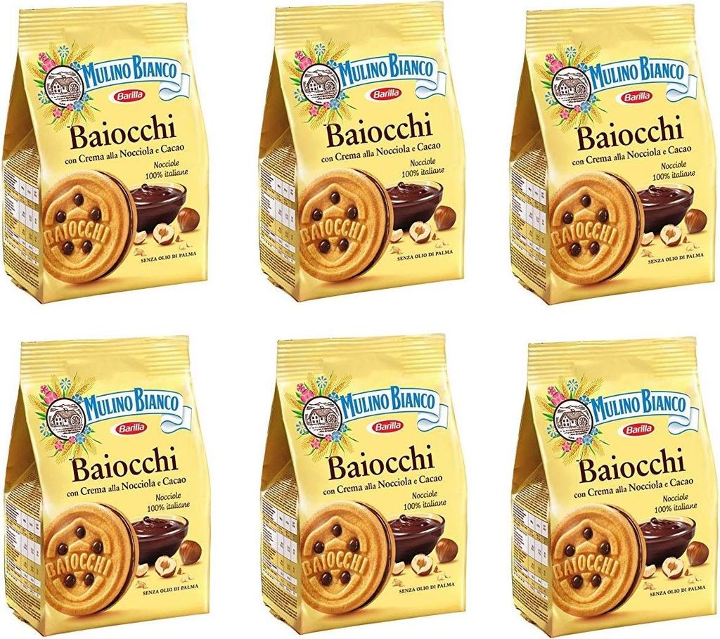 6x Mulino Bianco Baiocchi schoko reigel Kekse kuchen mit Schokolade 260gr snack