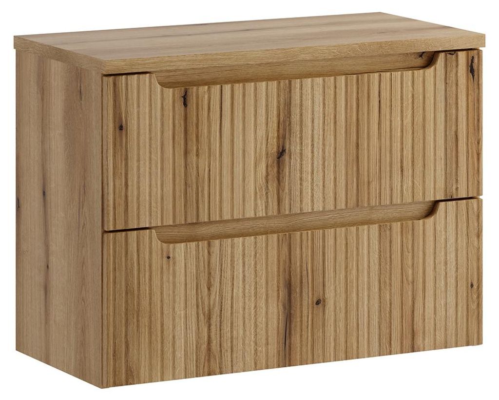 Badezimmer Waschtischunterschrank mit 80 cm Breite in Eiche Produktbild 