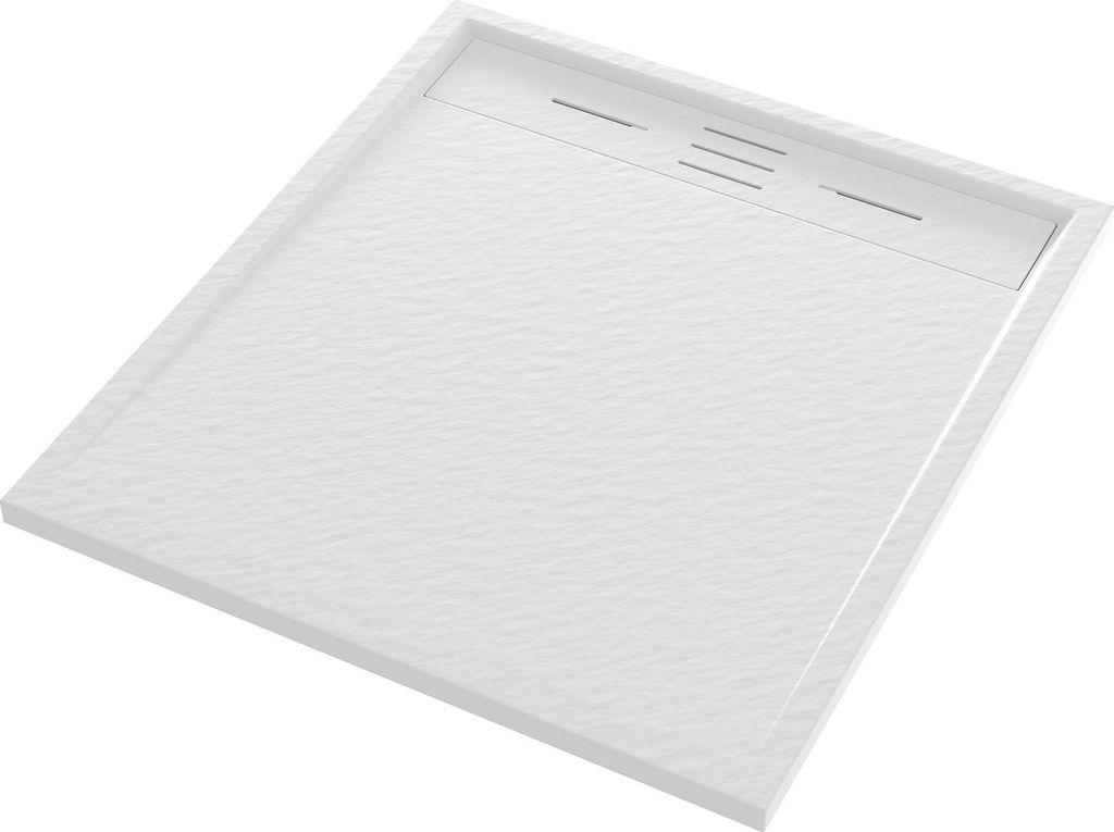 Granitan | Duschwanne VIVA - 90 x 80 cm - Weiß - Antirutsch-Oberfläche - Elegantes Design