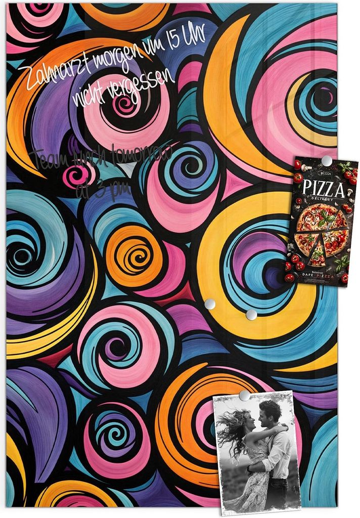Magnettafel 60x90cm Pinnwand Whiteboard beschreibbar - Farbige Spiralen
