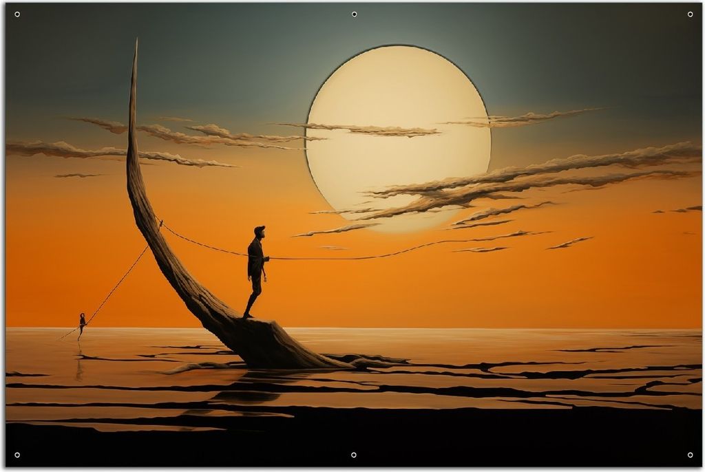 Wallario Outdoor-Poster für Garten oder Balkon, Motiv Einsam im Sonneruntergang, in ca. 61 x 91,50 cm