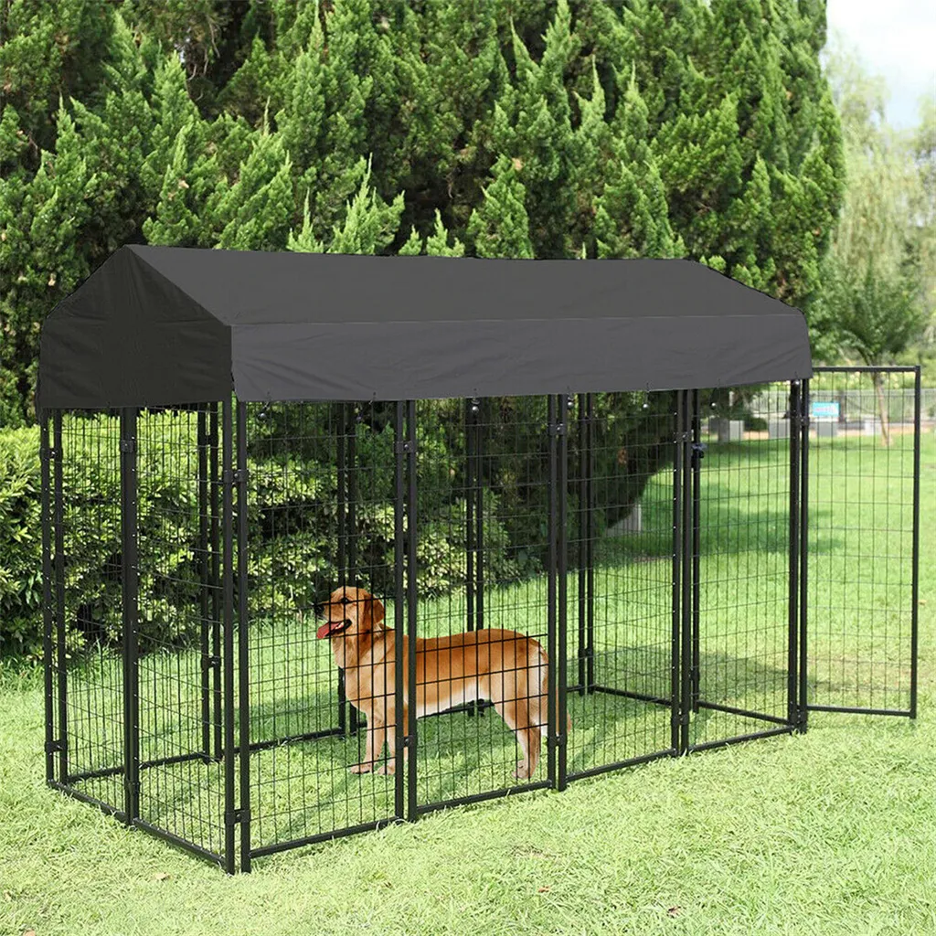 Grand Enclos pour Chien avec Toit de Protection Niche XXL Extérieure