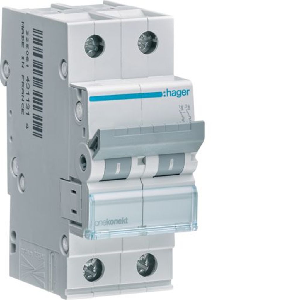 HAGER MCB Leitungsschutzschalter 6kA 2P C 32A MCN232E
