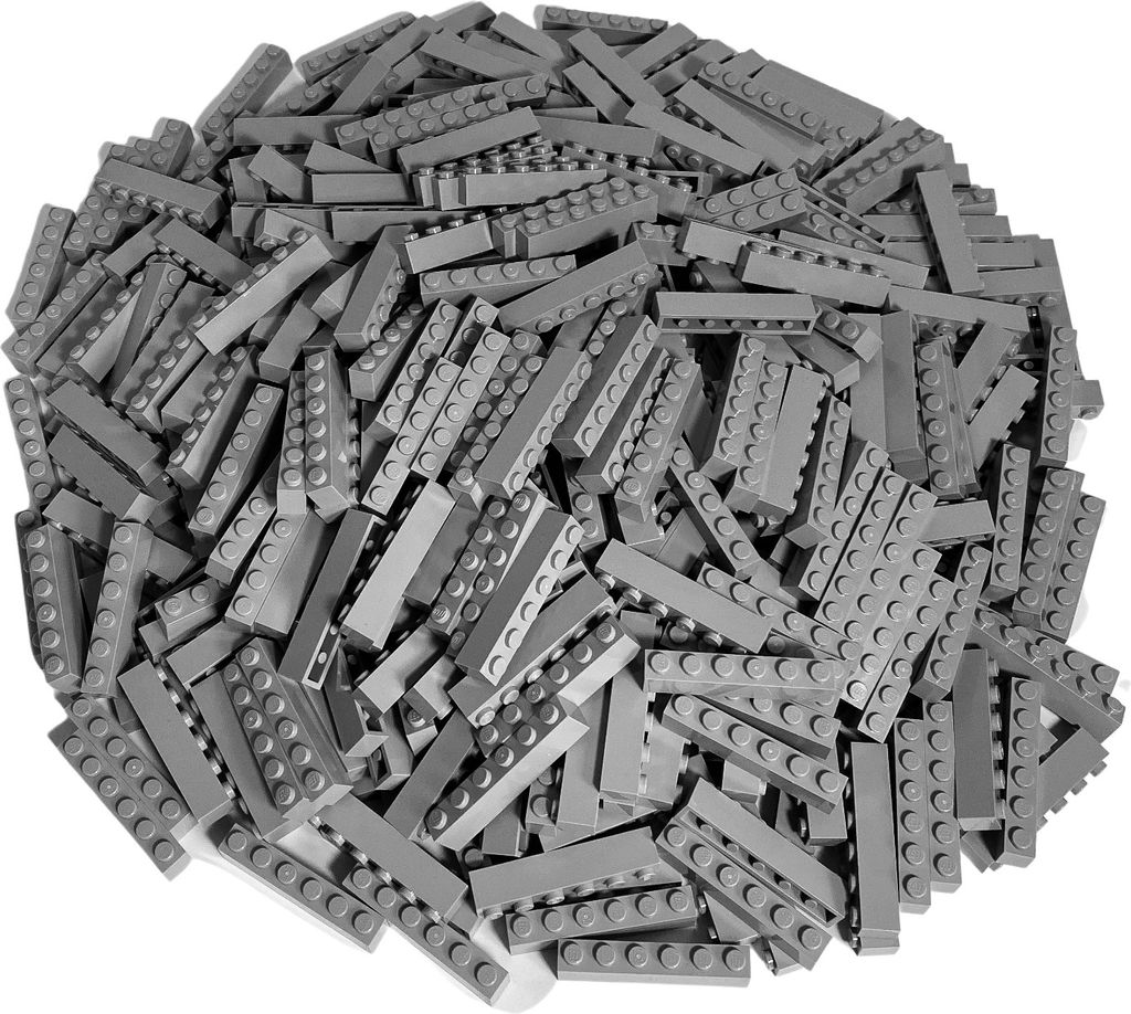 A pile of gray LEGO bricks.