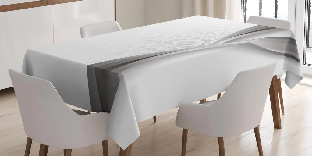 ABAKUHAUS Tovaglia Damascata Rettangolare 140x200 Cm, Motivo Vittoriano Bianco E Nero, Antimacchia, In Poliestere