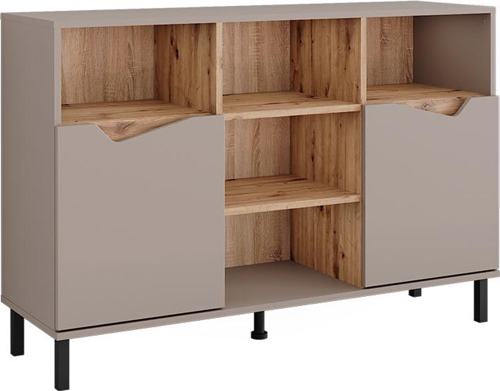 Kommode Vicco Marelle Greige/Artisan 120 x 81.3 cm mit 2 Türen, Model 57851