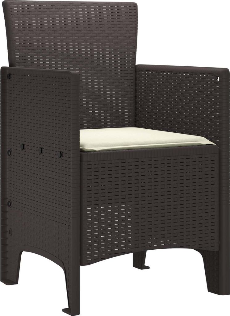 (Robust Möbel)Stuhl Terrasse - Gartenstuhl mit Kissen 2er set - Balkonmöbel - Campingstuhl elegantes Design - Braun 53x49x85cm Polypropylen -...