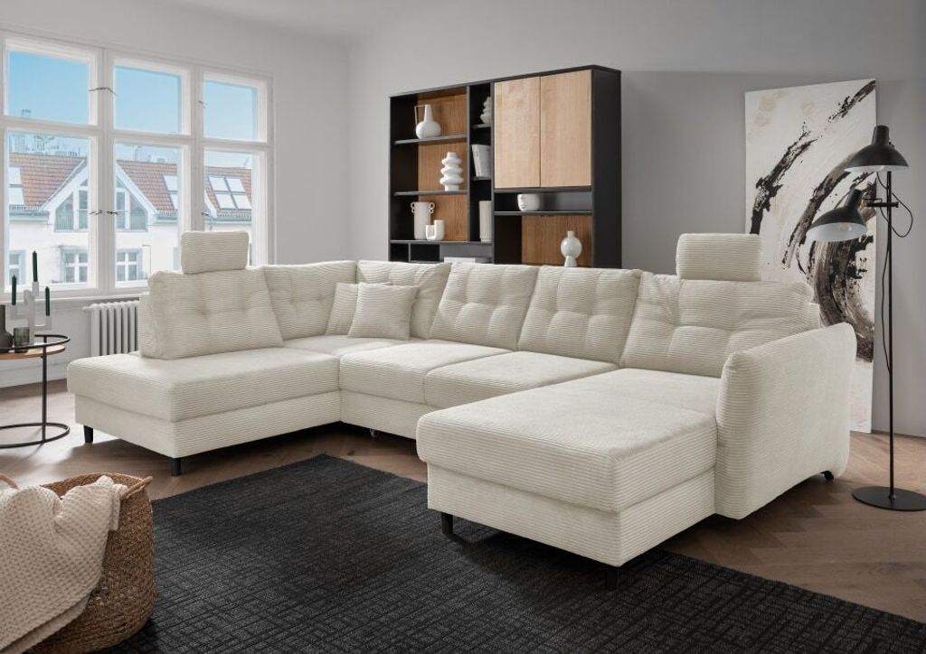 Brizzini Wohnlandschaft von Benformato - Vielseitiges Komfort-Sofa mit Schlaffunktion, verstellbaren Armlehnen und Stauraum