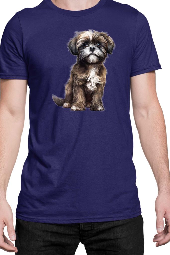 Herren T-Shirt Dogs Breeds Shih Tzu Dog Breed 006, Man L / Dunkelblau