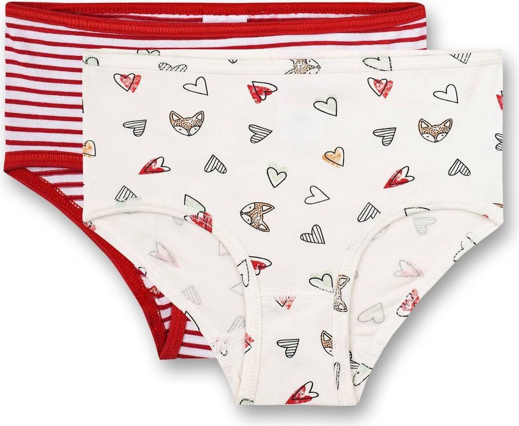 s.Oliver Mädchen 2er Pack Hipslip - Slip, Unterhose, Brief, Baumwolle Stretch, uni Rot/Weiß 104