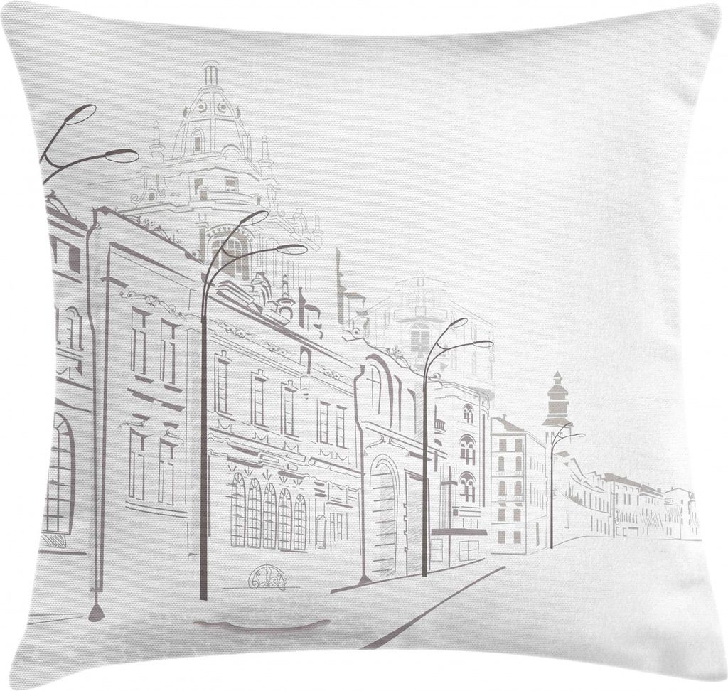 ABAKUHAUS Stadt Kissenbezug, Historische Street Art, Dekokissenhüllen Waschbar Inn/Outdoor Beidseitiger Druck mit Reißverschluß, 60 x 60 cm, Sta...