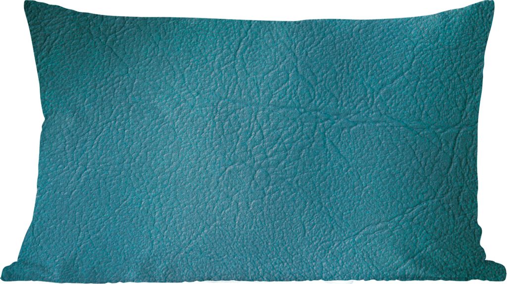 MuchoWow Zierkissen Sofakissen Wohnzimmer Dekokissen 50x30 cm Leder - Lederoptik - Grün - Blau - Wohnzimmerdekoration - Polster mit Photo