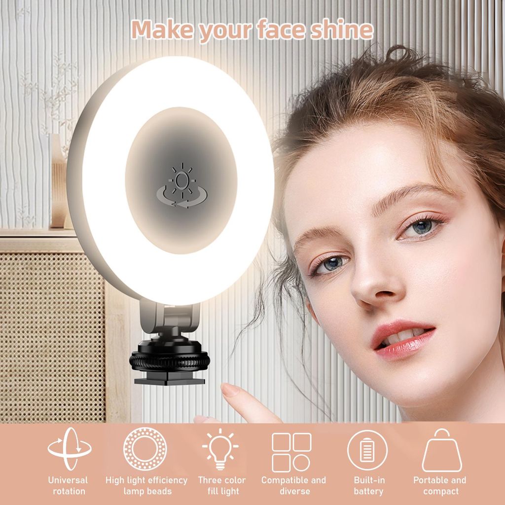 Mini-Fotolampe, tragbares LED-Licht, dreifarbig, Video, 360° drehbar, Typ-C, Leistung, 48 Perlen, mit Kaltschuhhalterung und 4/1-Zoll-Schraube, ko...