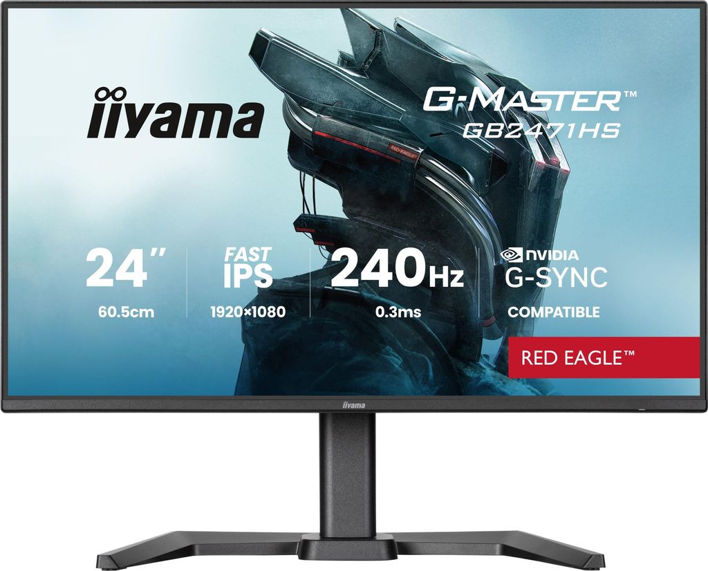 Gaming Monitor IIYAMA G-Master Red Eagle, 23.8 Zoll FHD, 240Hz, 0.3ms, Fast IPS, Höhenverstellbar