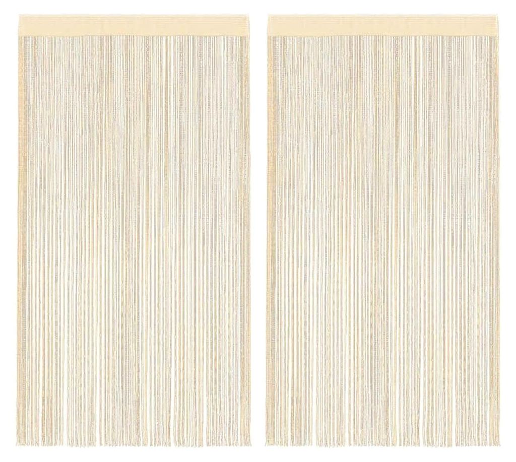 2er Set Fadenvorhang Dekovorhang Raumteiler Türvorhang Fadengardine Fenstervorhang 140x250cm Cremefarben