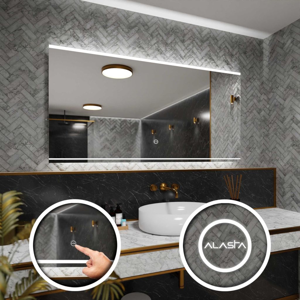 Badspiegel mit LED Beleuchtung und Touch-Schalter - Seoul - 180 cm, 50 cm
