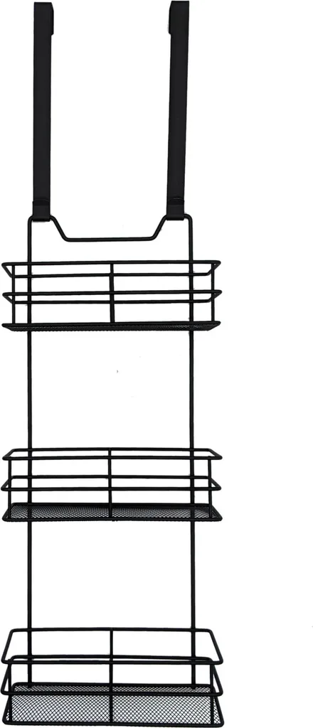 Étagère de douche sans percer noire rangement porte anti-rouille 3p
