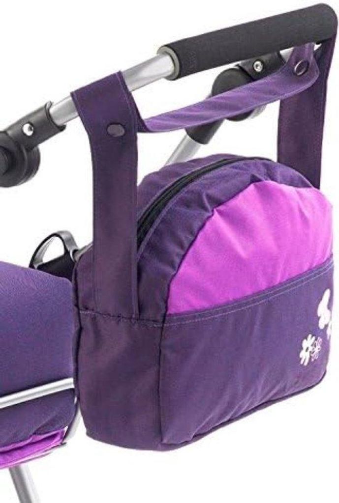 Lila Puppen Wickeltasche für Buggy, 27x9x22 cm, mit waschbarer Windelunterlage