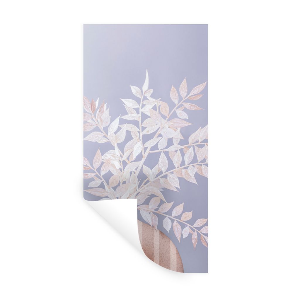MuchoWow Wandtattoo Wandsticker Wandaufkleber Pflanzen - Weiß - Vase - Lila 60x120 cm Selbstklebend und Repositionierbar - Selbstklebend - Fotot...