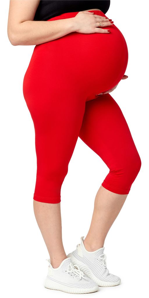 Merry Style Große Größen Damen 3/4 Umstandsleggings aus Viskose MS10-461 (Rot, 3XL)
