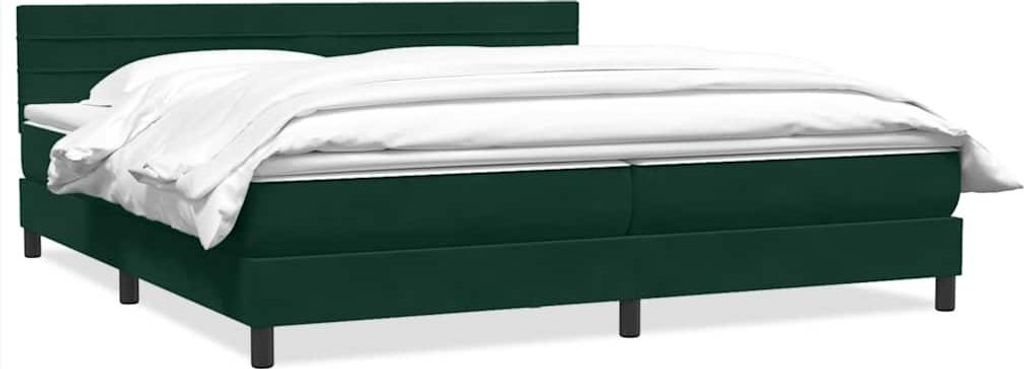 vidaXL Boxspringbett mit Matratze Dunkelgrün 180x220 cm Samt