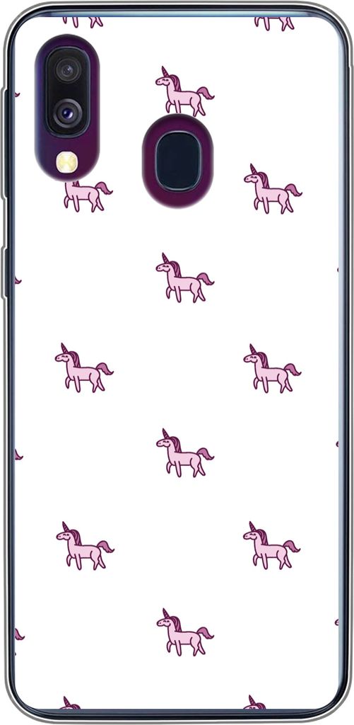MuchoWow Handyhülle Schutzhülle Hülle für Telefoonhoesje Samsung Galaxy A40 Mädchen - Einhorn - Rosa - Muster - Mädchen - Kind - Kinder Sil...