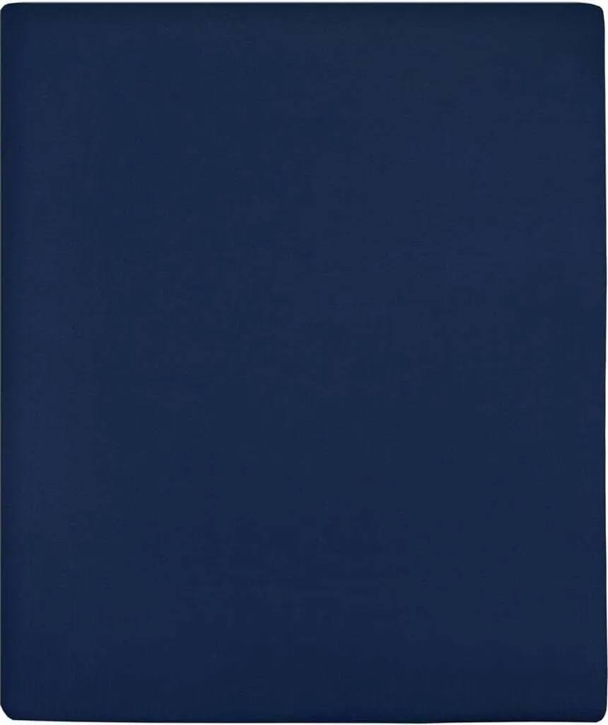 Lot de 2 Draps-housses Jersey Bleu Marine 140x200 cm en Pur Coton Doux