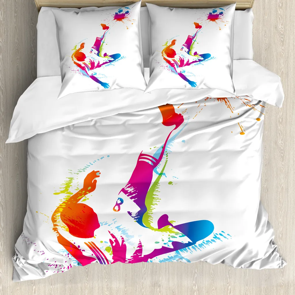 Set Letto Matrimoniale ABAKUHAUS Calcio - Antiacaro Lavabile