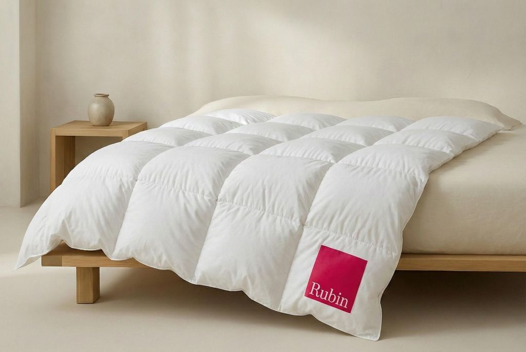 HANSKRUCHEN Rubin Daunendecke 155x220 cm Warm 100% Daunen waschbar Allergiker Winterdecke atmungsaktiv Bettdecke weiss
