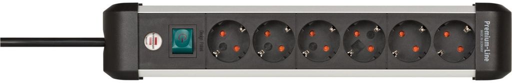 Premium-Alu-Line Steckdosenleiste 6-fach (schwarz/silber, 3 Produktbild 