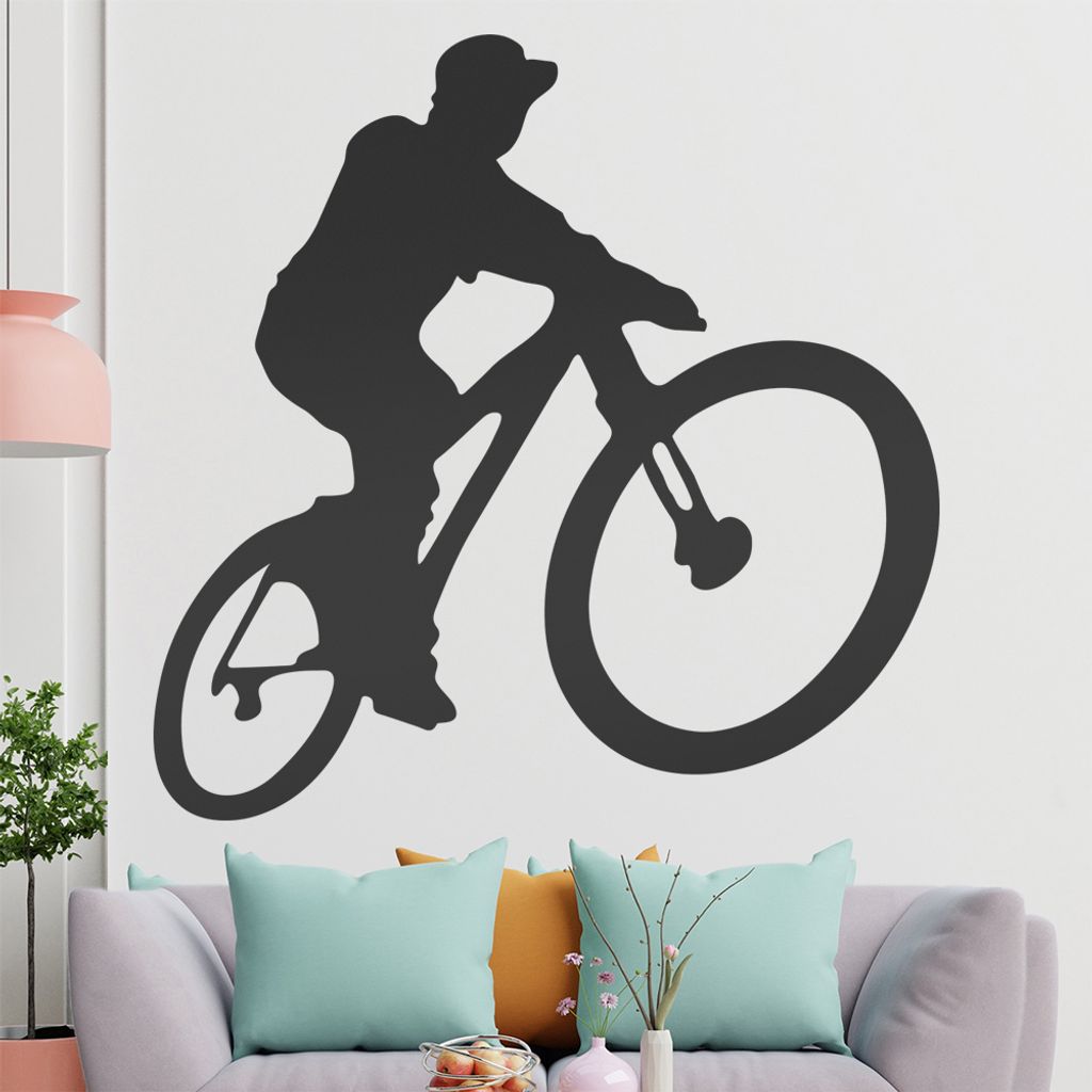 KIWISTAR BMX - Fahrer Silhouette fahren springen Wandtattoo in 6 Größen - Wandaufkleber Wall Sticker