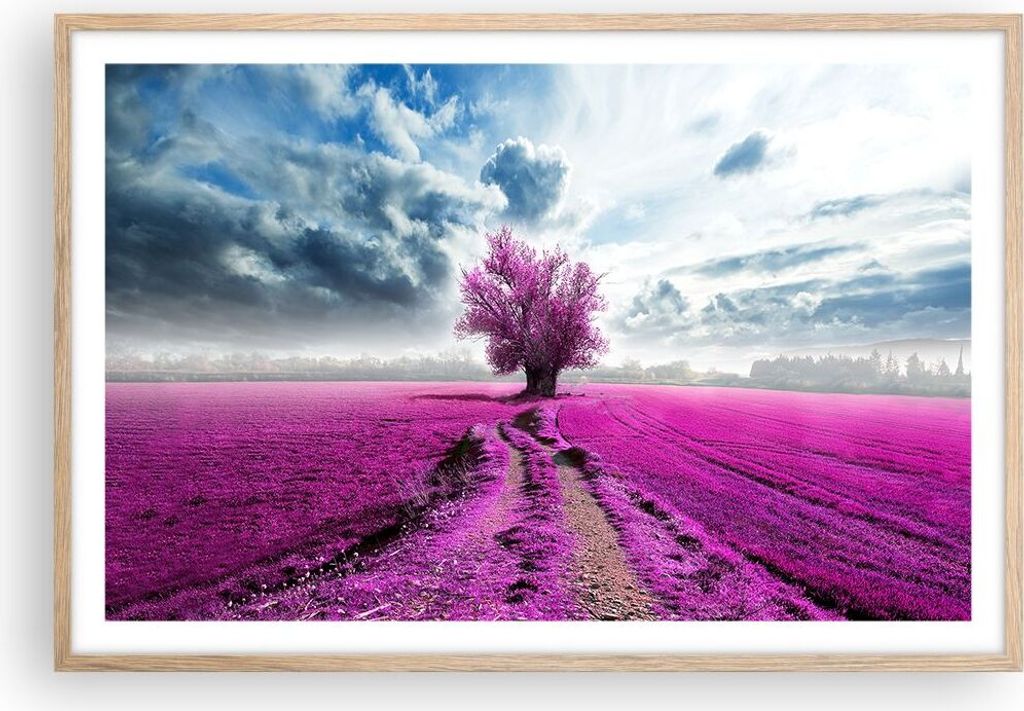 Gerahmtes Poster - Rahmen in heller Eiche - Heidefeld Baum Produktbild 