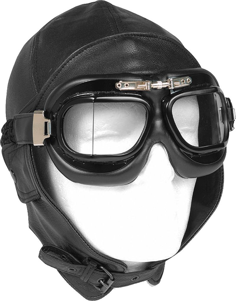 Flieger Lederhaube schwarz, XXL