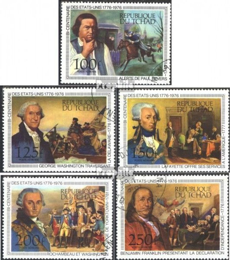 Briefmarken Tschad 1976 Mi 736-740 (kompl.Ausg.) gestempelt 200 Jahre Unabhängigkeit USA