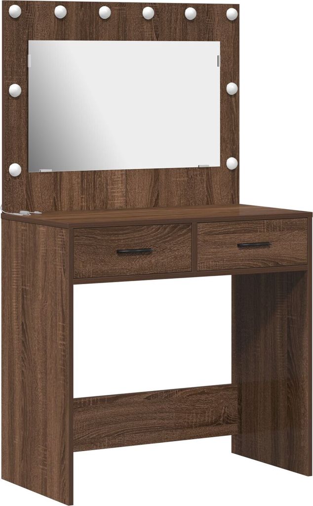 Möbel Schminktisch mit LED-Leuchten Braun Eiche 78,5x41x135 cm - Schminktische 865034