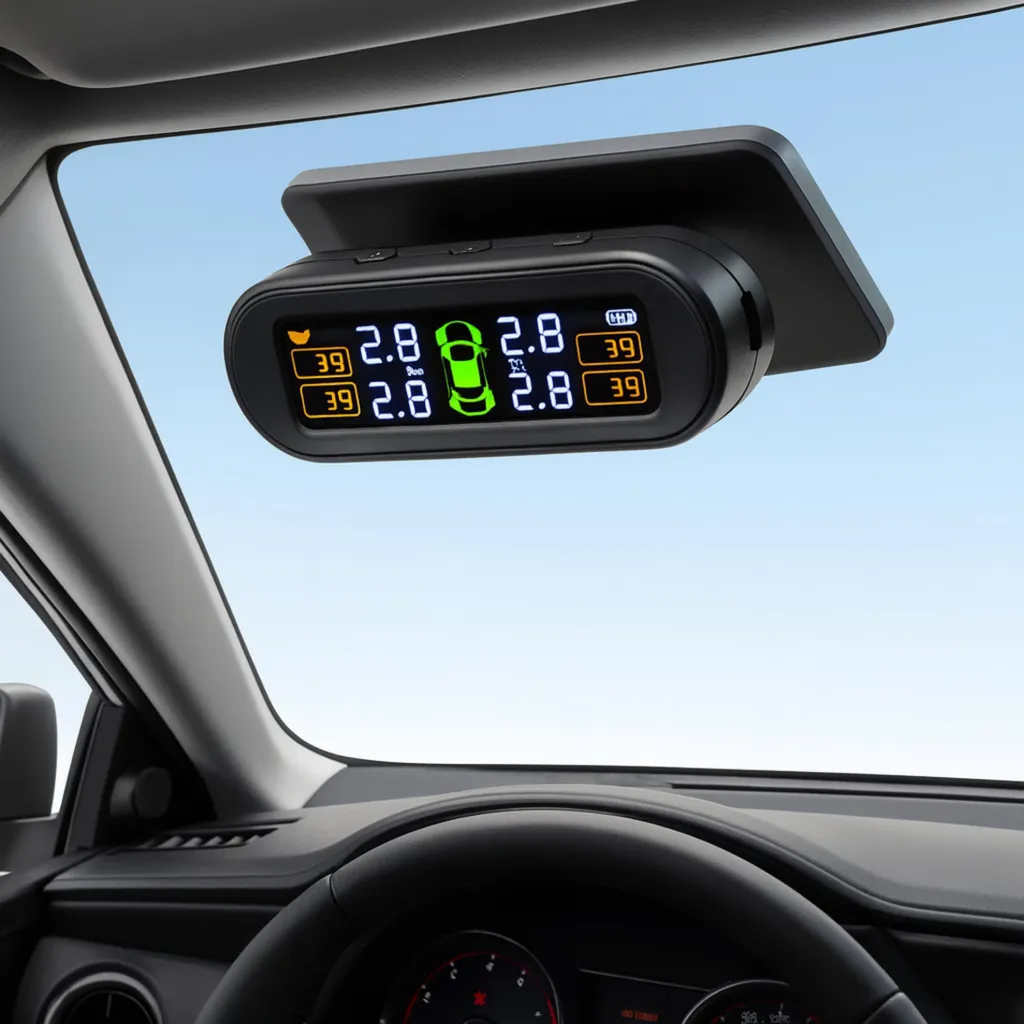 Système de surveillance pression des pneus TPMS Solaire USB avec 4 capteurs