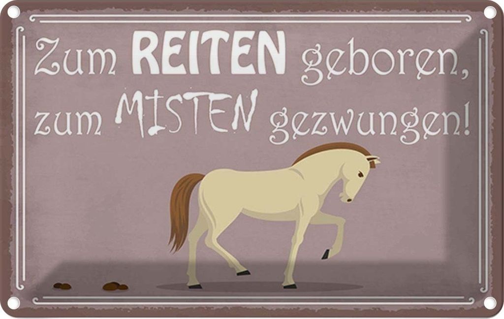 vianmo Blechschild 20x30 cm zum Reiten geboren Pferd Tier Haustier