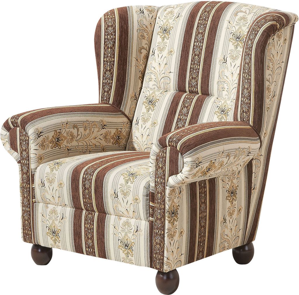 Max Winzer Ohrenbackensessel Monarch - Chenille braun - Maße: 93 x 87 x 100 cm