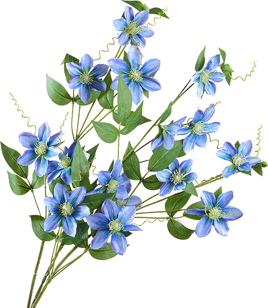 Künstlicher Clematis-Zweig mit Stiel, grüne Blätter, für Zuhause, Hochzeit, Party, Kunstblumen, Blumenarrangement, für drinnen und draußen, G...