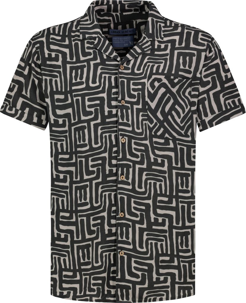 Urban Surface Viskose Kurzarm-Hemd mit abstraktem Tropical Design Muster Größe: M