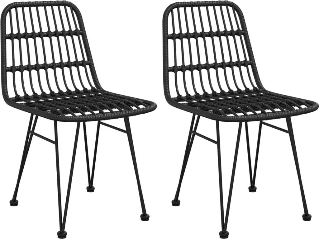 vidaXL Gartenstühle 2 Stk. Schwarz 48x62x84 cm PE-Rattan