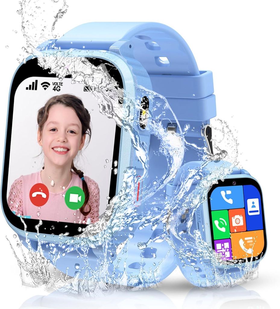 Smartwatch Kinder,Kinder Smartwatch mit GPS IP68 Wasserdicht Spiel Wecker, Kinderuhr Geschenk für Jungen Mädchen Student