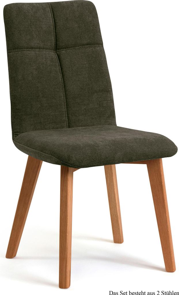 Esszimmerstuhl (2er-Set) Dillian 47x92x60 Eiche geölt/Khaki