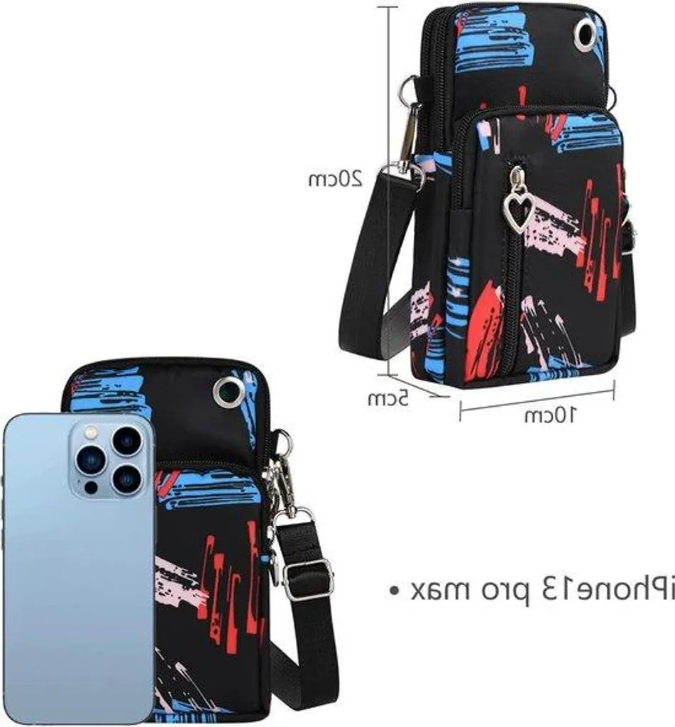 Pochette smartphone en nylon bandoulière avec prise casque universelle