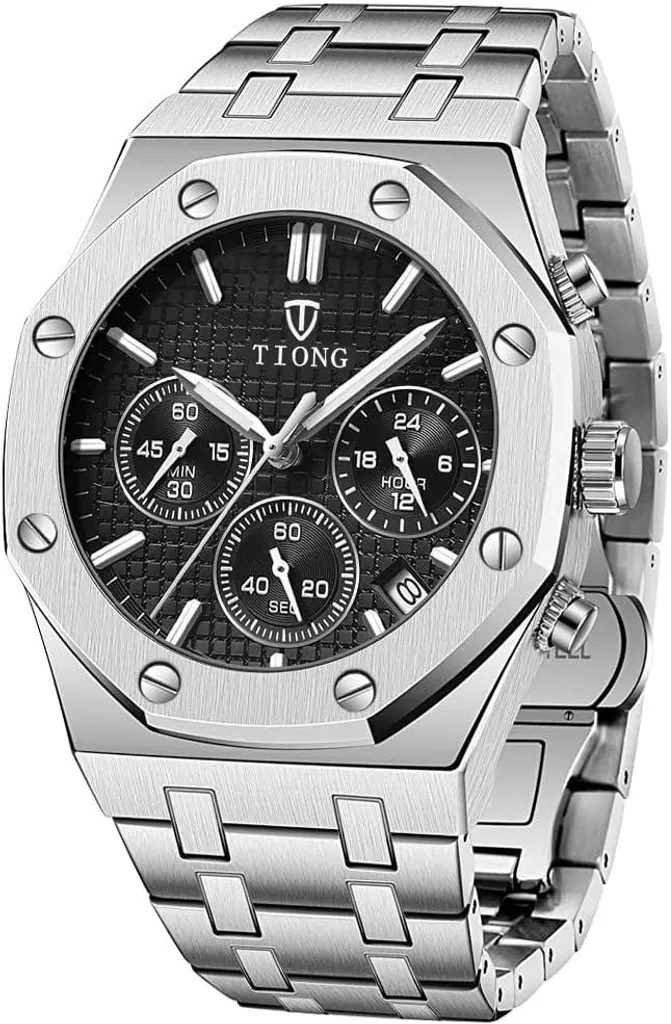 Orologio con materiali di alta qualità Orologio da uomo Cronografo Acciaio inossidabile impermeabile Orologio da lavoro al quarzo con movimento preciso Cronografo sportivo