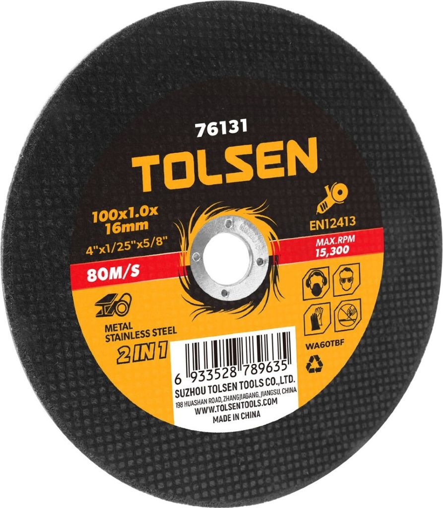 Tolsen Flachschleifscheibe (Metall und Edelstahl) 105 x 1,0 x 16,0 mm - 10er-Set - Maxami