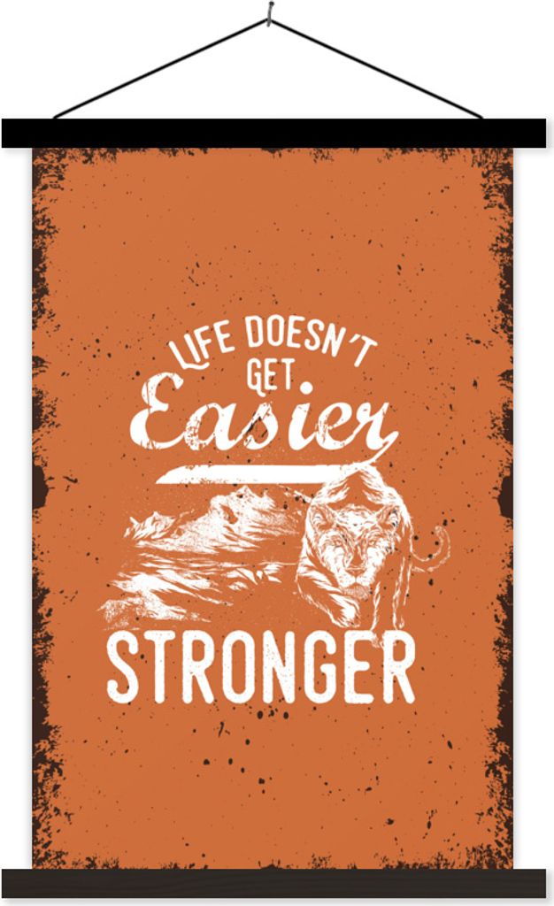 MuchoWow Textilposter Jahrgang - Tiger - Orange 60x90 cm mit schwarzem Rahmen - Poster Wohnzimmer