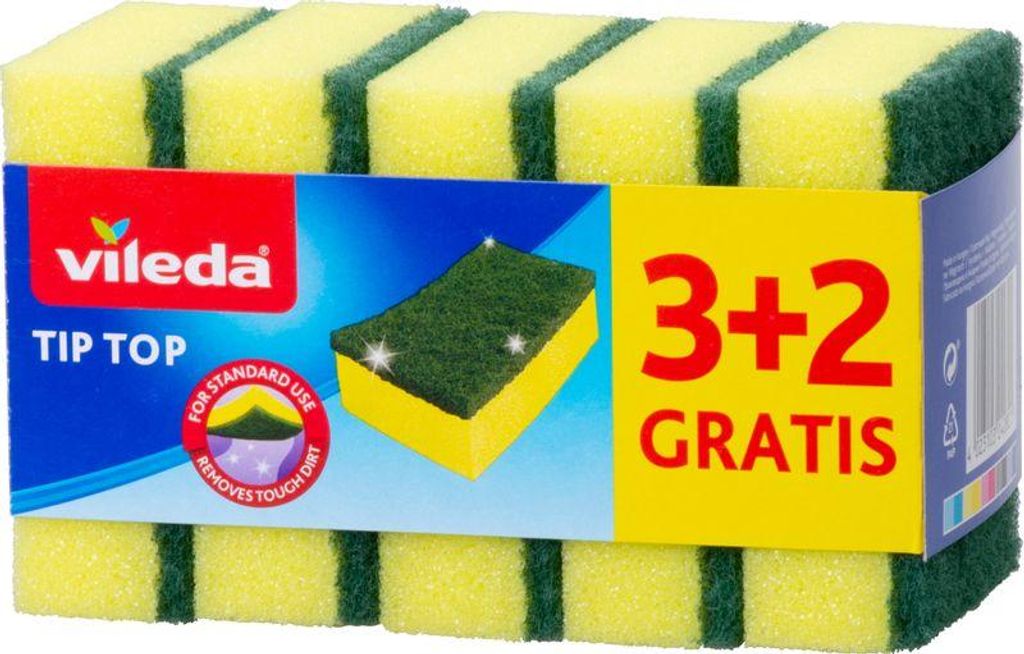 Spugna Vileda Tip Top, per piatti, conf. 3+2 pz Immagine del prodotto 