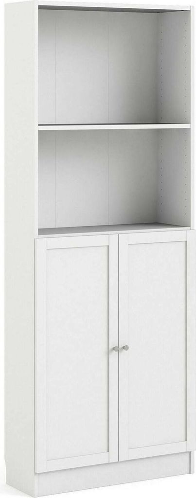 Bücherregal Michel, Büroregal, Mobiler Buchhalter, Bücherbrett, 79x28 h203 cm, Weiß