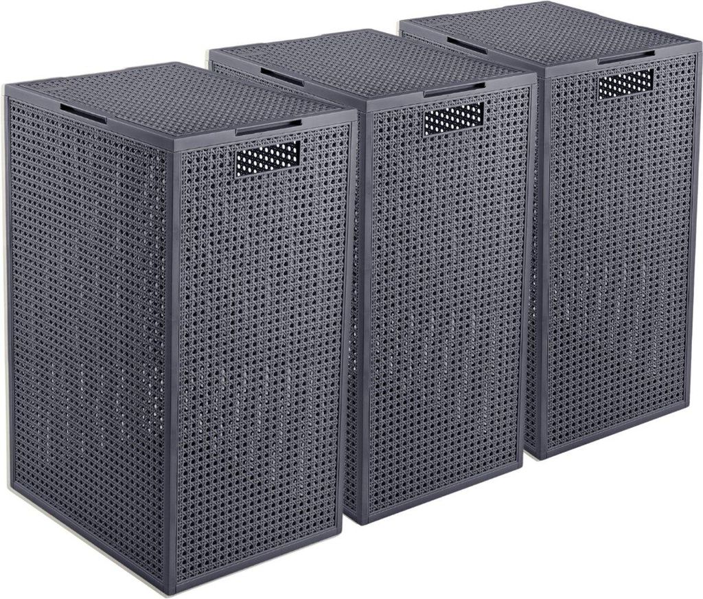 Curver Kaya Wäschekorb mit Deckel – 3er-Set – je 60 Liter – Produktbild 